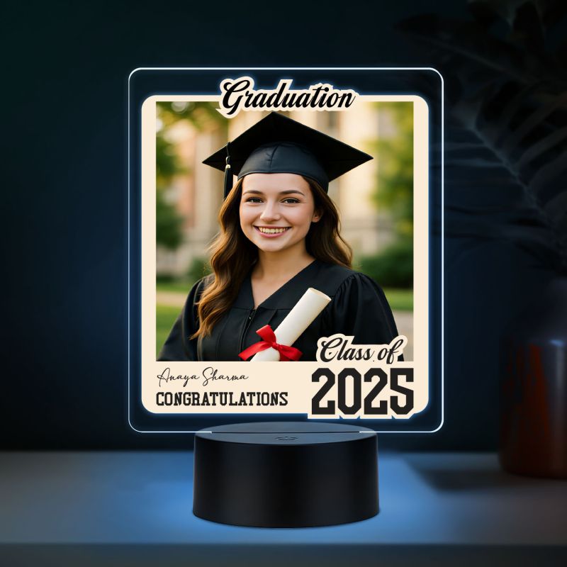Personalized Graduation Congratulations Gift Night Lamp Custom with Photo & Name Graduation Gift for Student, Son, Daughter, Nurse & Doctor Multicolored Light